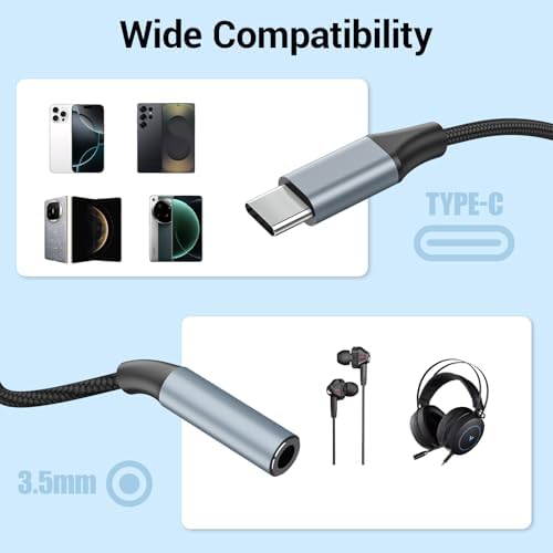 2pcs USB C to 3.5mm Female Headphone Jack Adapter