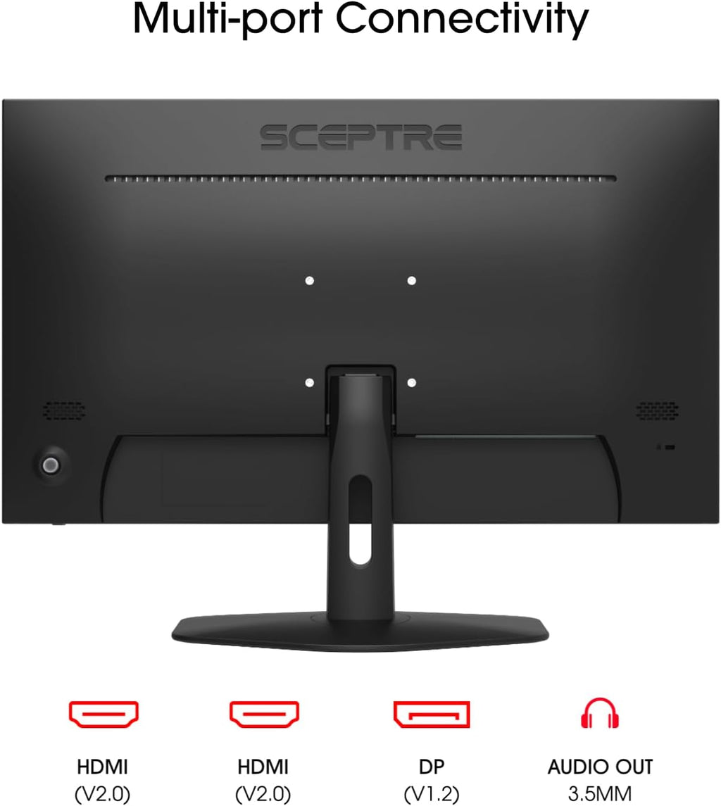 Sceptre 27-inch Prime Gaming Monitor 100Hz 1ms DisplayPort HDMI x2 100% sRGB AMD FreeSync Build-in Speakers, Eye Care Frameless Machine Black 2025 (E275W-FW100T Series)