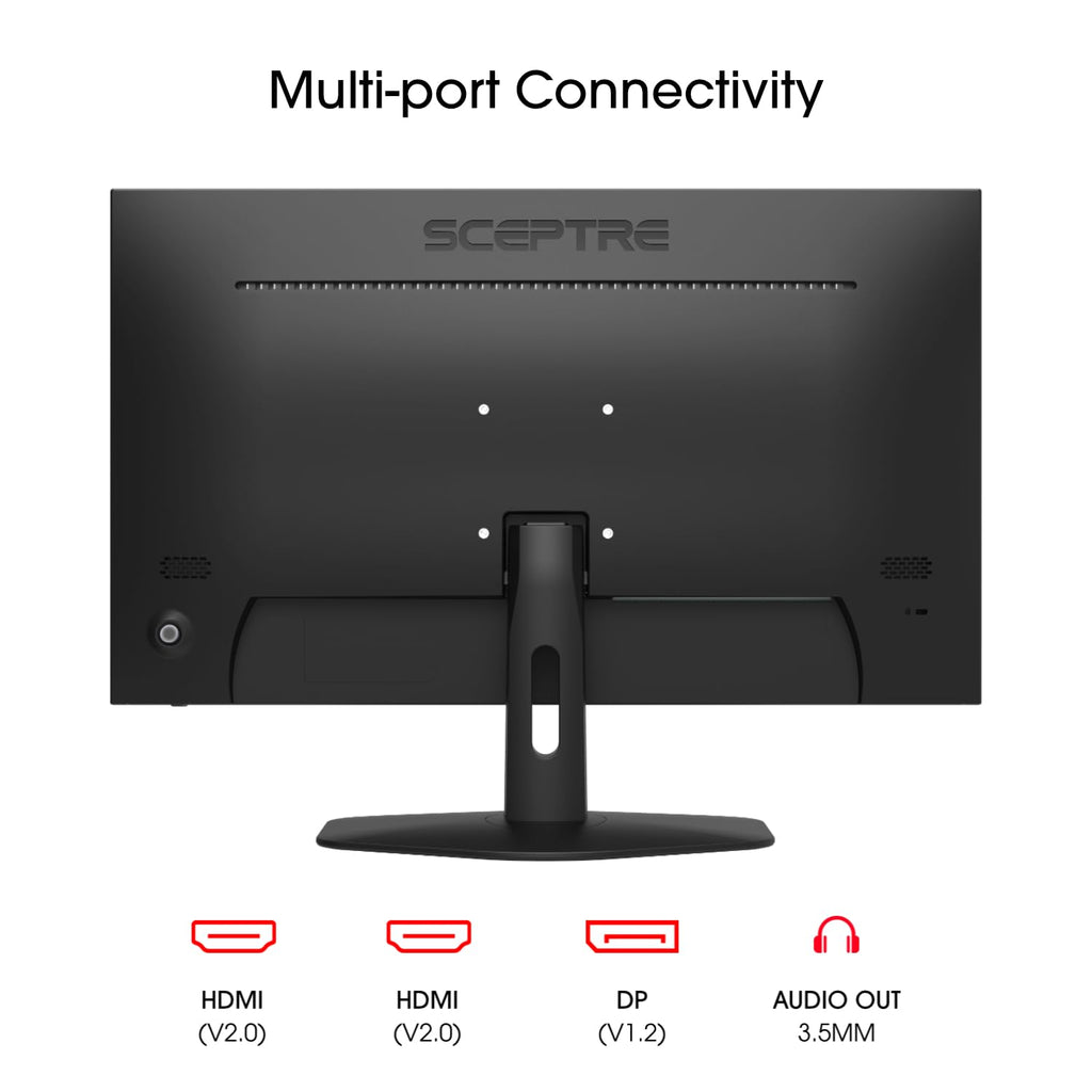 Sceptre 27-inch Prime Gaming Monitor 100Hz 1ms DisplayPort HDMI x2 100% sRGB AMD FreeSync Build-in Speakers, Eye Care Frameless Machine Black 2025 (E275W-FW100T Series)