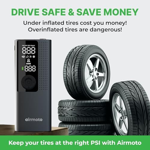 Airmoto Tire Inflator Portable Air Compressor for Cars, Bikes and Bicycles