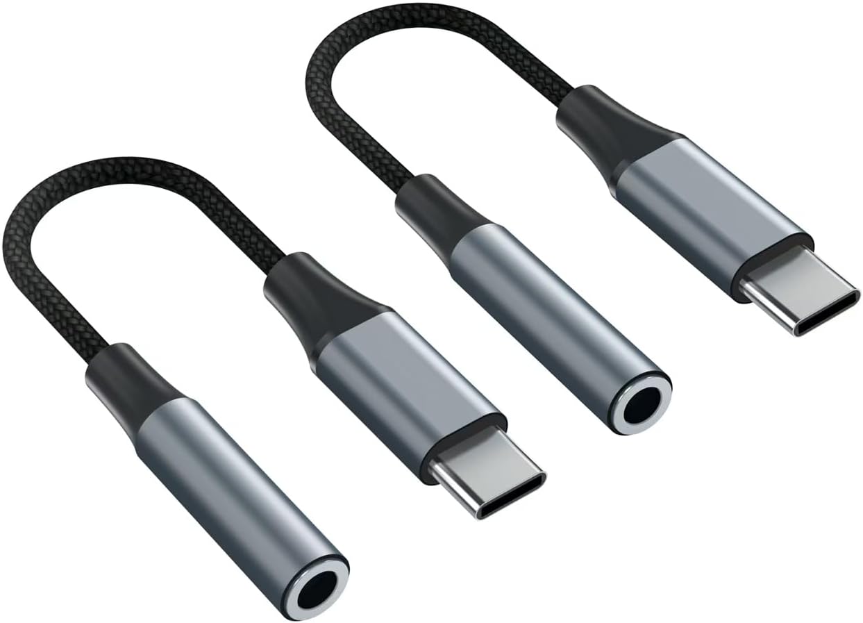 2pcs USB C to 3.5mm Female Headphone Jack Adapter