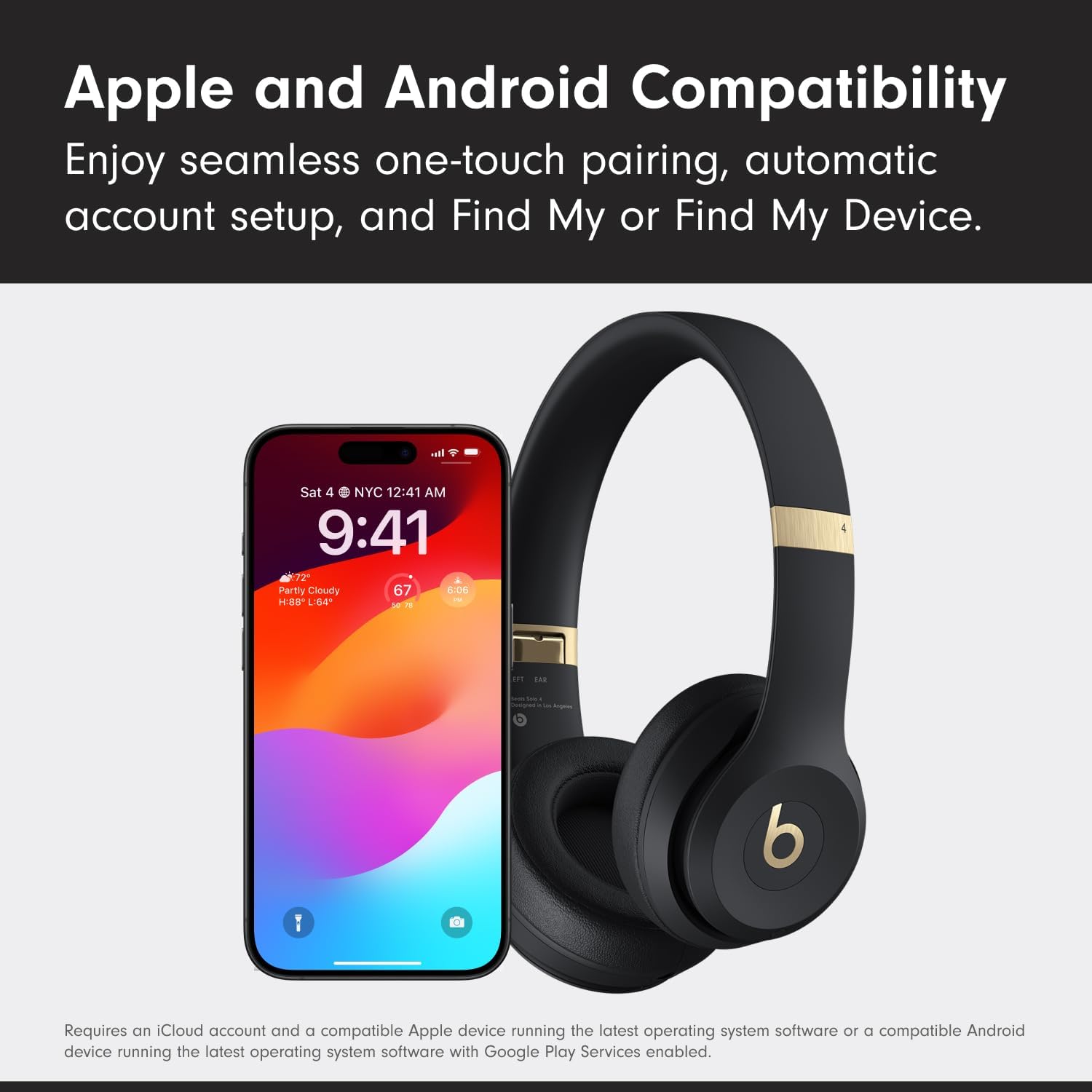 Beats Solo 4 - Wireless On-Ear Bluetooth Headphones, Up to 50-Hour Battery Life, Ultra-Lightweight Comfort, Powerful and Balanced Sound, Apple & Android Compatible - Matte Black