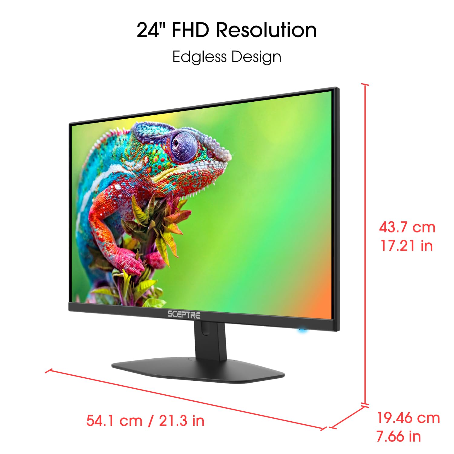 Sceptre 27-inch Prime Gaming Monitor 100Hz 1ms DisplayPort HDMI x2 100% sRGB AMD FreeSync Build-in Speakers, Eye Care Frameless Machine Black 2025 (E275W-FW100T Series)