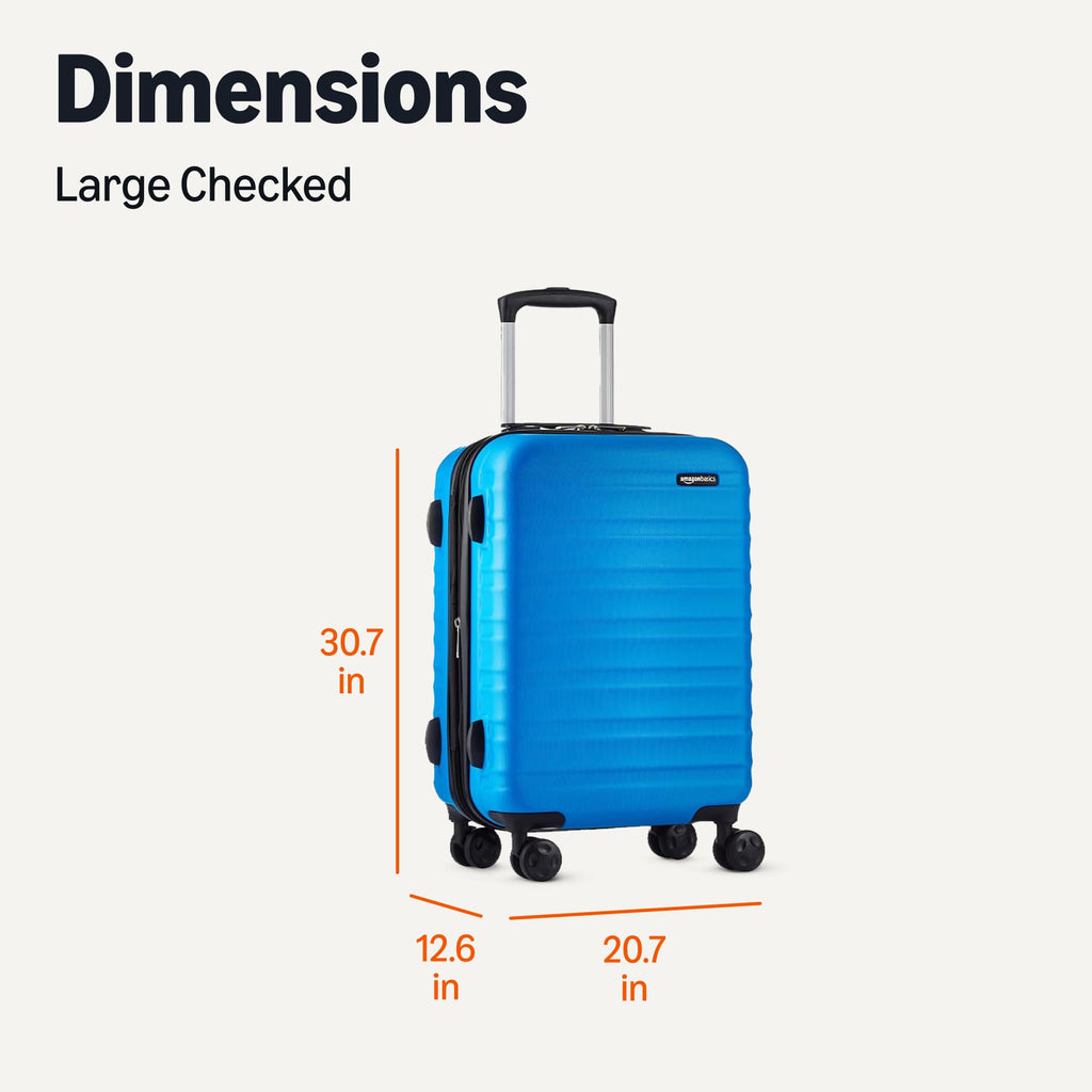 Amazon Basics 30" Hardside Large Checked Luggage, Hardshell Suitcase With Four Multi-directional Wheels, Expandable For Up to 15% More Space, Scratch-Resistant Shell, Black