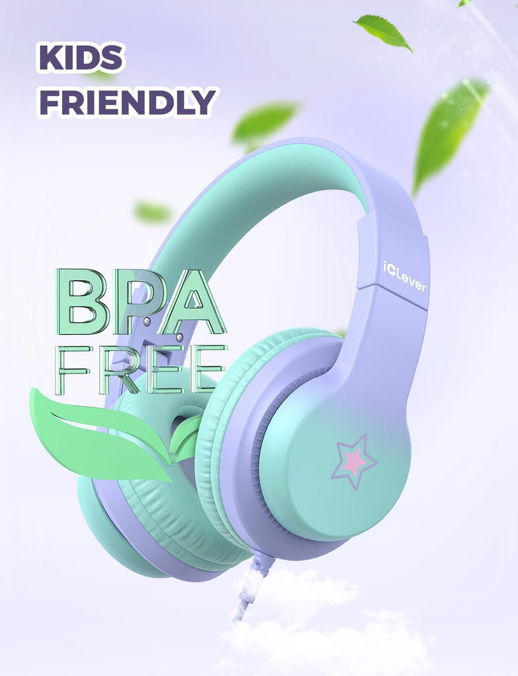 iClever HS19 Kids Headphones for School, Over-Ear for Toddler Boys Girls