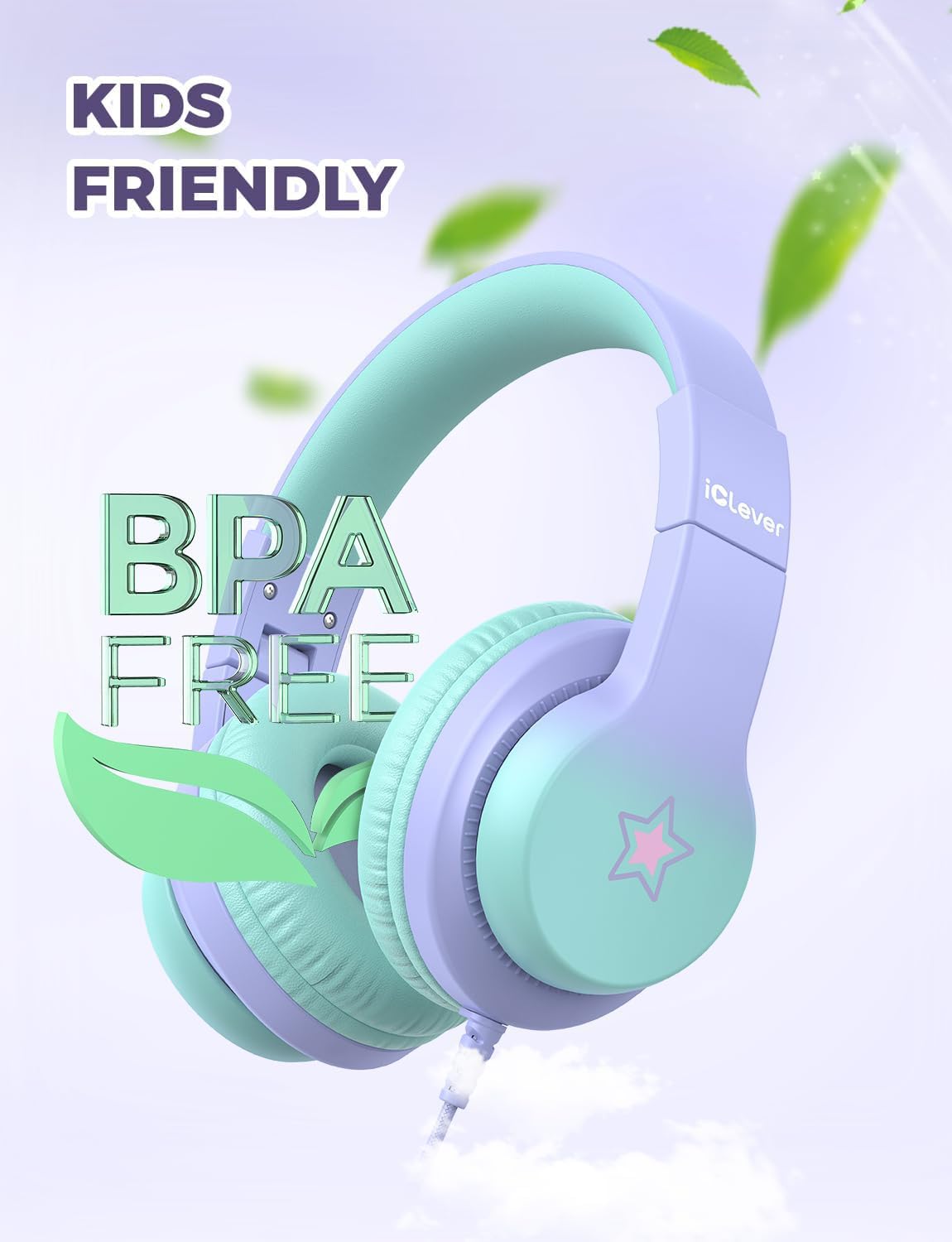 iClever HS19 Kids Headphones for School, Over-Ear for Toddler Boys Girls