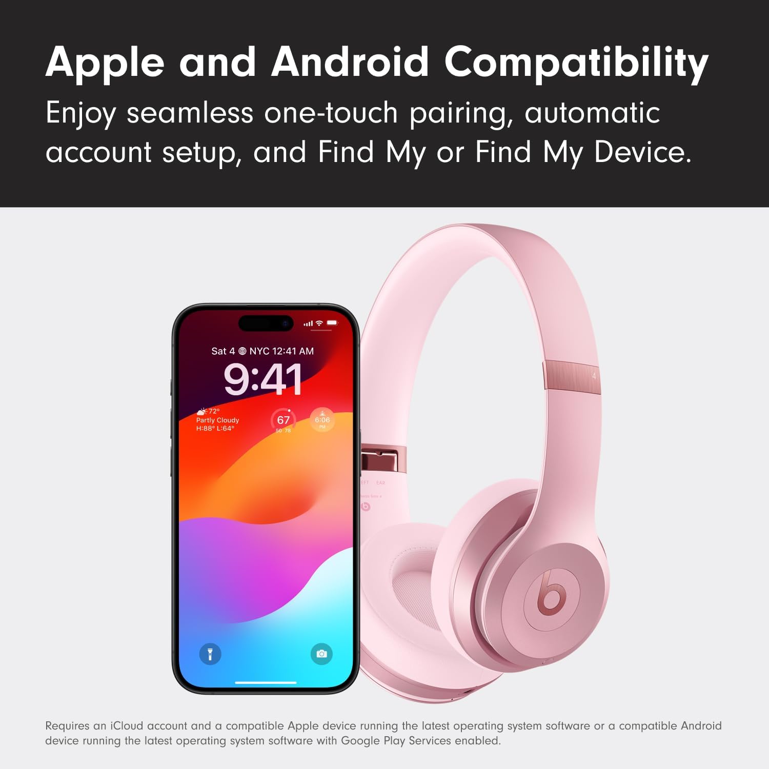 Beats Solo 4 - Wireless On-Ear Bluetooth Headphones, Up to 50-Hour Battery Life, Ultra-Lightweight Comfort, Powerful and Balanced Sound, Apple & Android Compatible - Matte Black