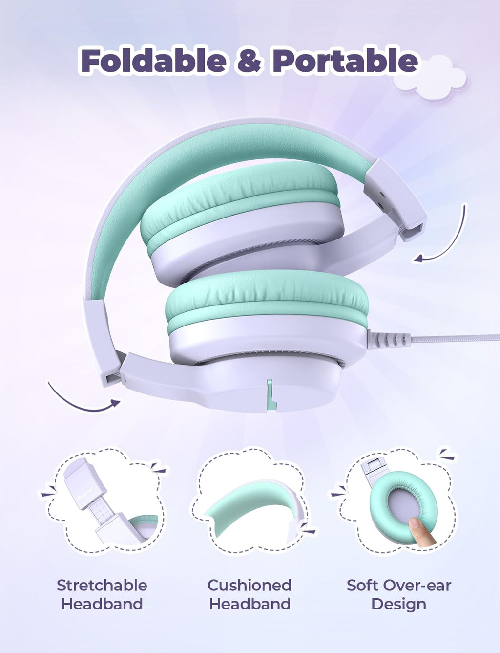 iClever HS19 Kids Headphones for School, Over-Ear for Toddler Boys Girls