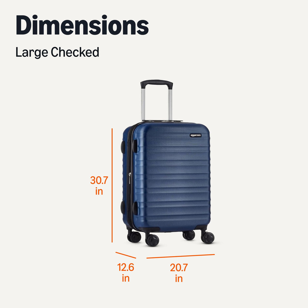 Amazon Basics 30" Hardside Large Checked Luggage, Hardshell Suitcase With Four Multi-directional Wheels, Expandable For Up to 15% More Space, Scratch-Resistant Shell, Black