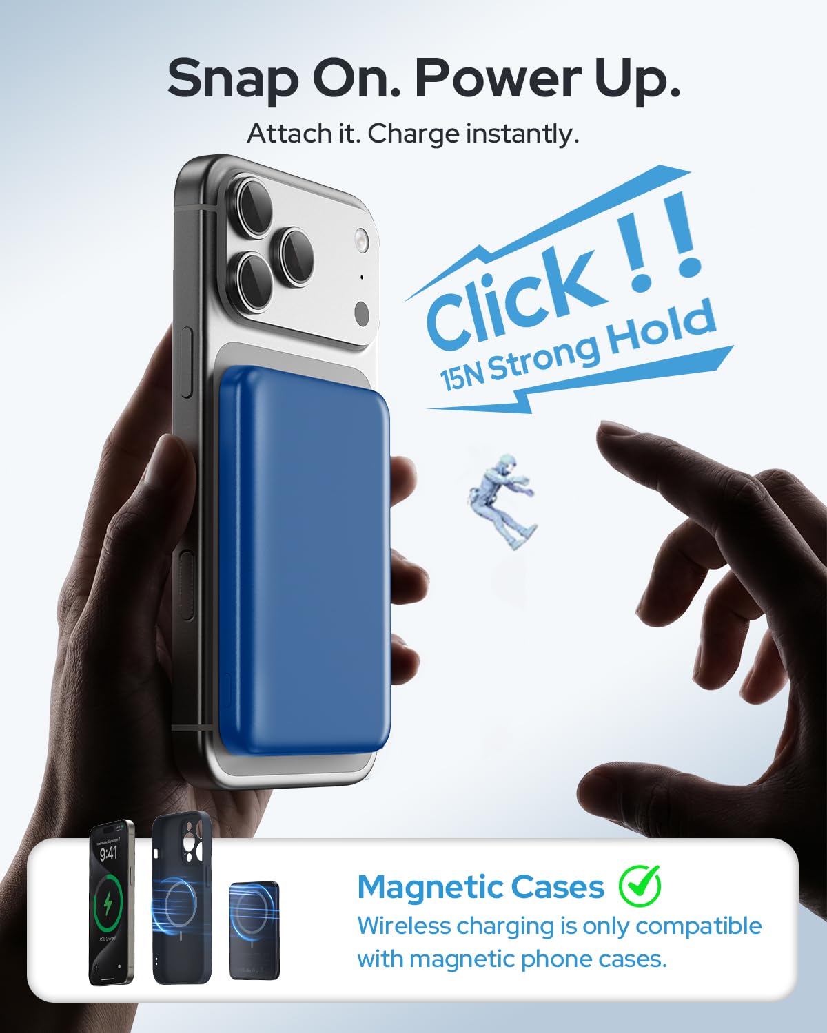for Magsafe Portable Charger, 5000mAh Slim Wireless Magnetic Power Bank