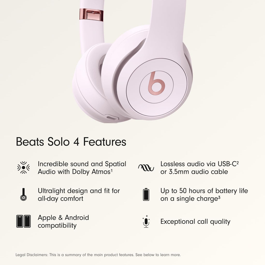 Beats Solo 4 - Wireless On-Ear Bluetooth Headphones, Up to 50-Hour Battery Life, Ultra-Lightweight Comfort, Powerful and Balanced Sound, Apple & Android Compatible - Matte Black