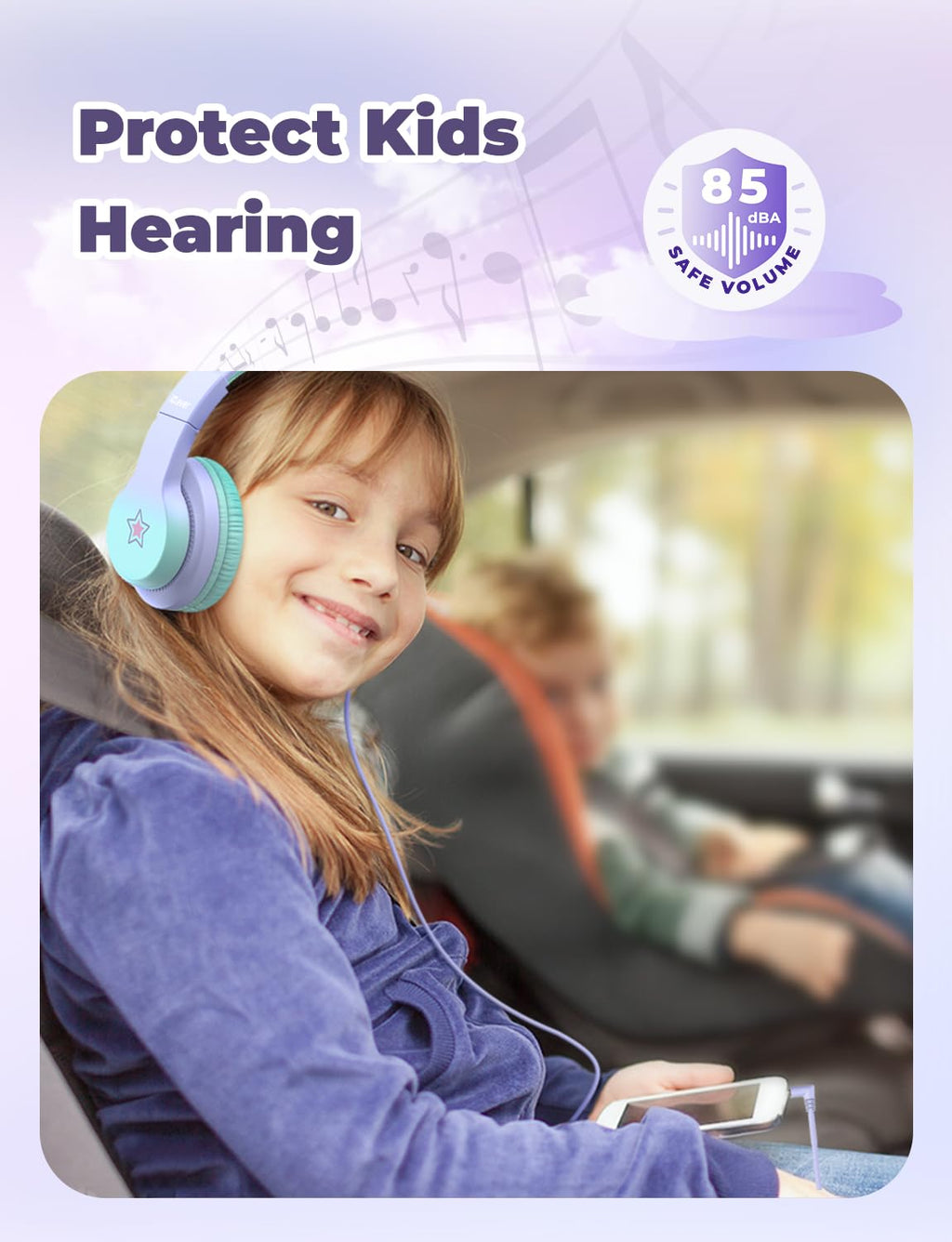 iClever HS19 Kids Headphones for School, Over-Ear for Toddler Boys Girls