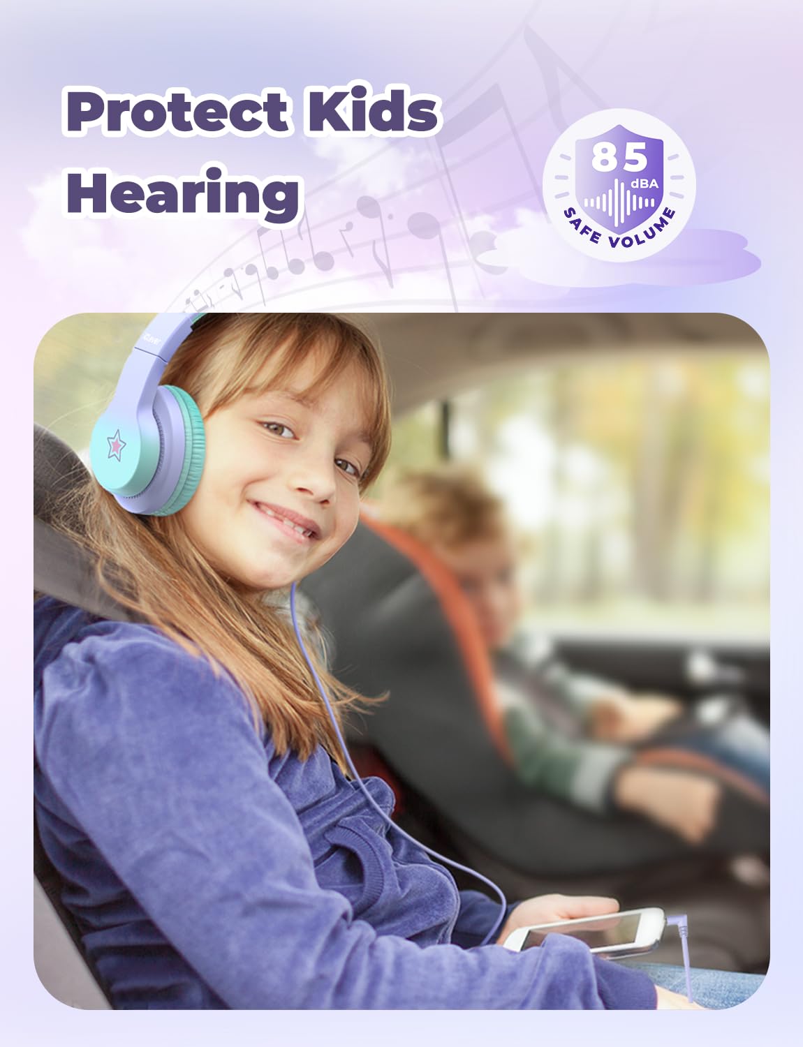 iClever HS19 Kids Headphones for School, Over-Ear for Toddler Boys Girls