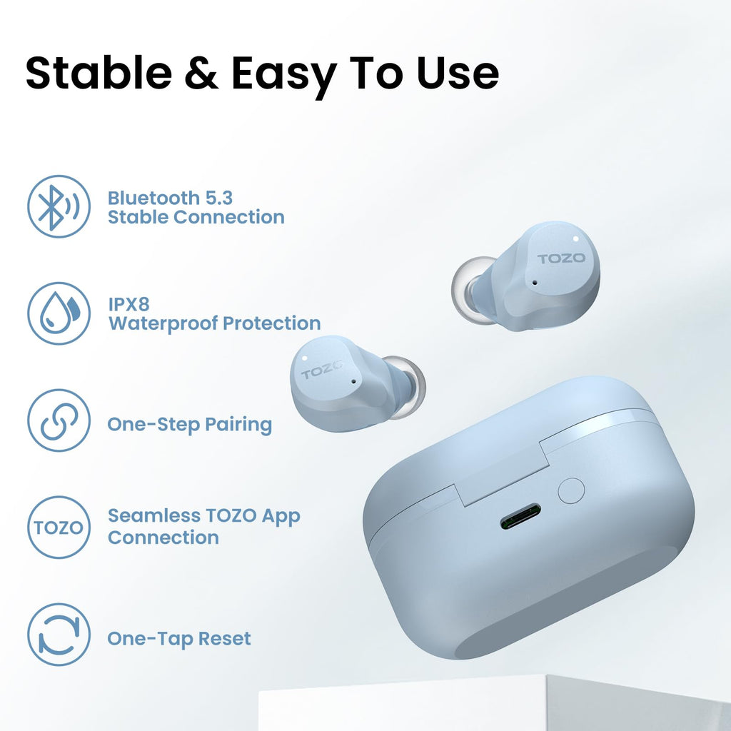 TOZO NC9 Hybrid Active Noise Cancelling Wireless Earbuds, 60H, LED Display