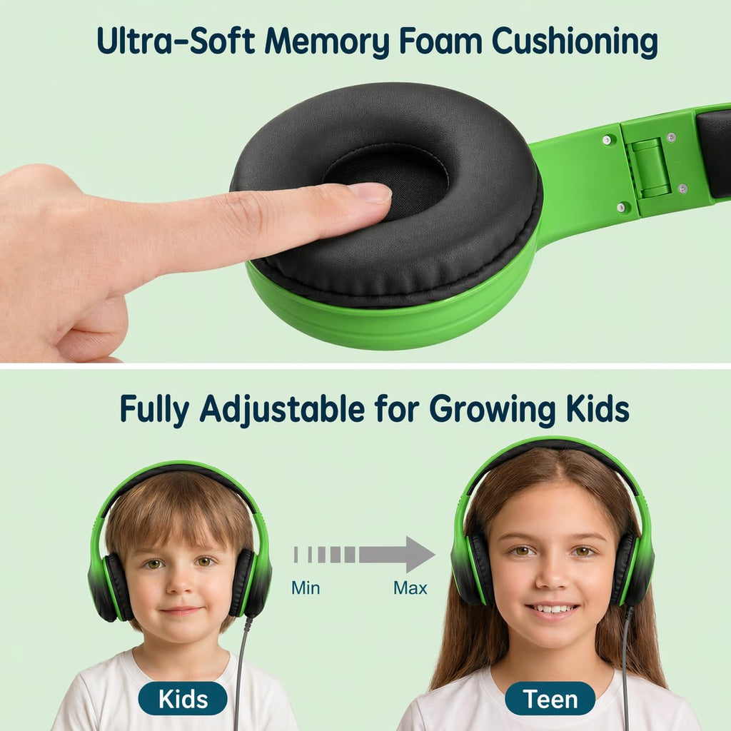 ADOOPE Wired Kids Headphones with USB C Plug, 85dB Safe Volume, Adjustable Headband, Tangle-Free Cord Headphones for School, Tablet, Travel (Light Purple & Pink, Without Microphone)