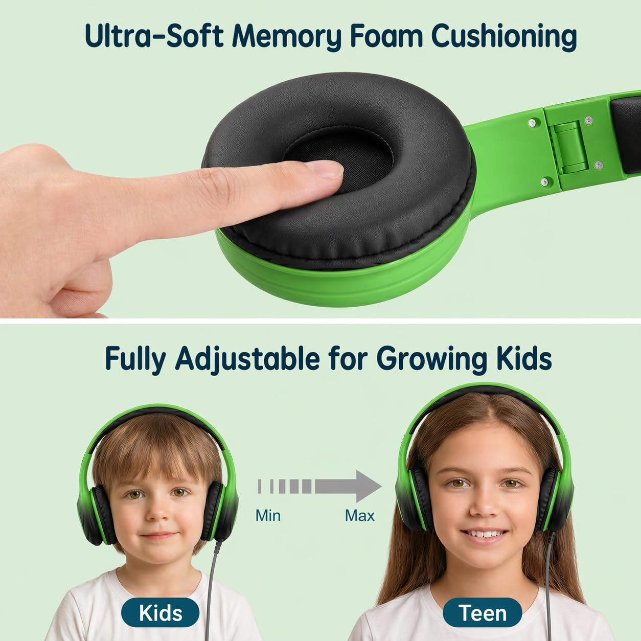ADOOPE Wired Kids Headphones with USB C Plug, 85dB Safe Volume, Adjustable Headband, Tangle-Free Cord Headphones for School, Tablet, Travel (Light Purple & Pink, Without Microphone)