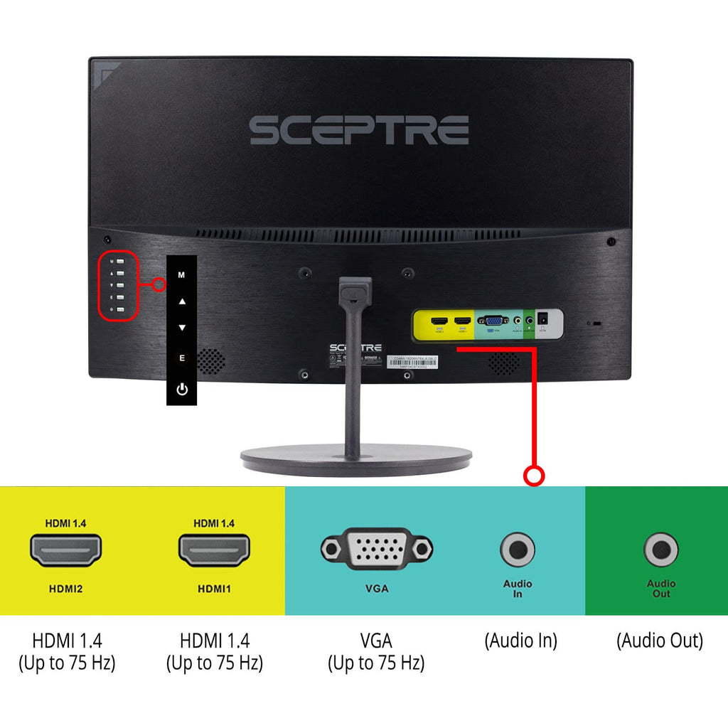 New! Sceptre Curved 24-inch Gaming Monitor 1ms 100Hz 1500R DisplayPort HDMI X2 Eye Care 100% sRGB Build-in Speakers, Machine Black 2026 (C248W-FW100T Series)