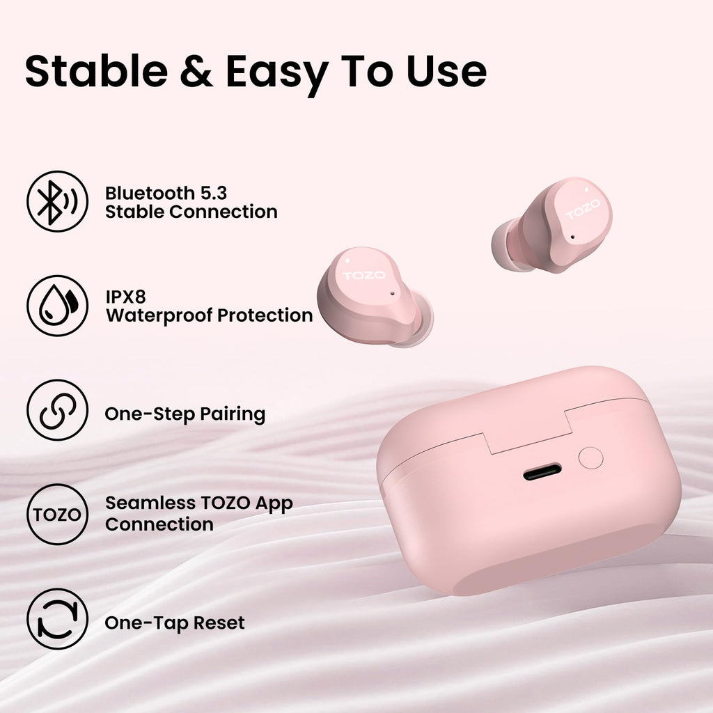 TOZO NC9 Hybrid Active Noise Cancelling Wireless Earbuds, 60H, LED Display