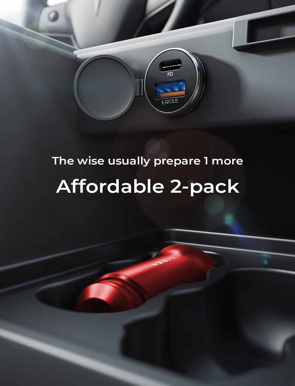 LISEN Car Charger USB C, 69W Cigarette Lighter USB Charger Adapter, 2 Pack