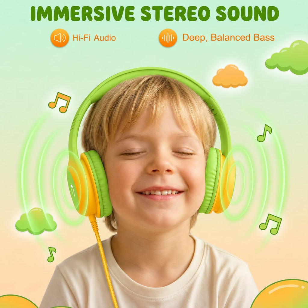 ADOOPE Wired Kids Headphones with USB C Plug, 85dB Safe Volume, Adjustable Headband, Tangle-Free Cord Headphones for School, Tablet, Travel (Light Purple & Pink, Without Microphone)