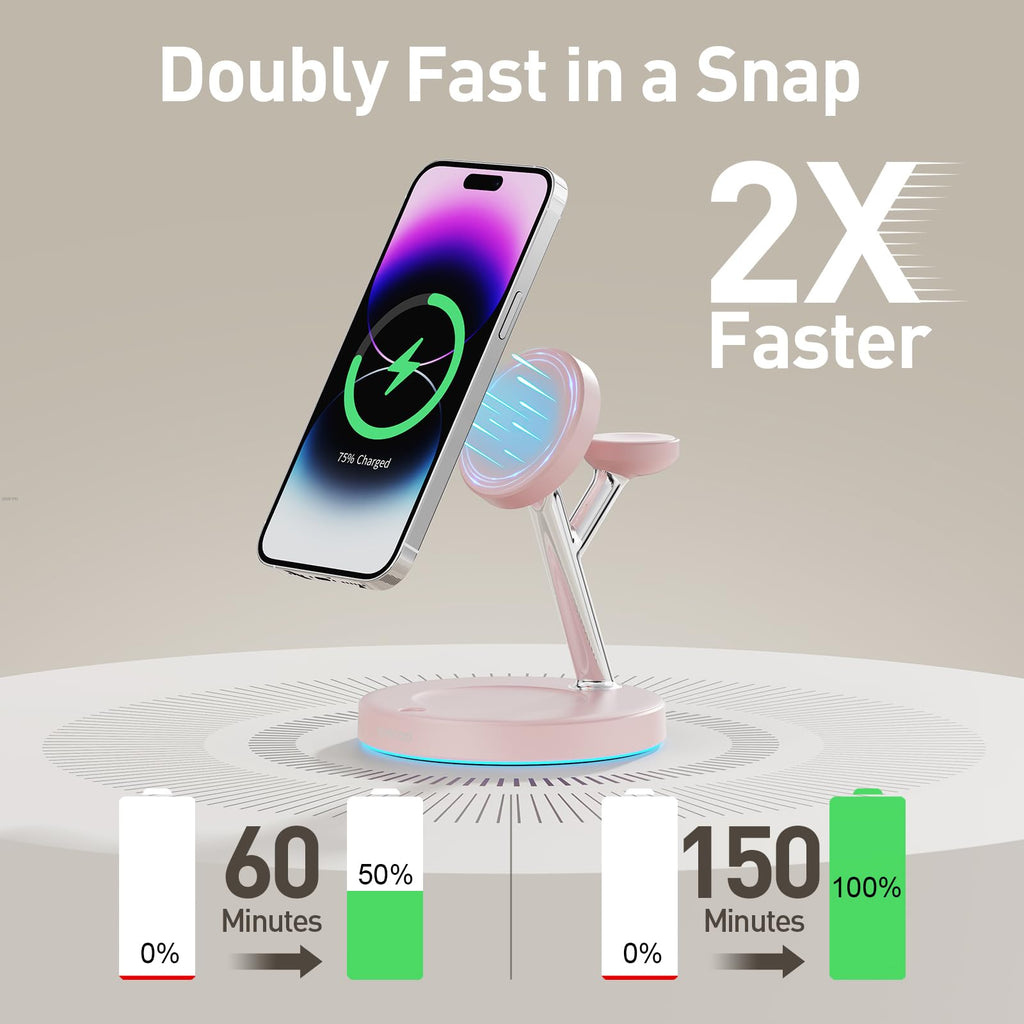 3 in 1 Mag-Safe Wireless Charger Stand for iPhone Apple Watch AirPods