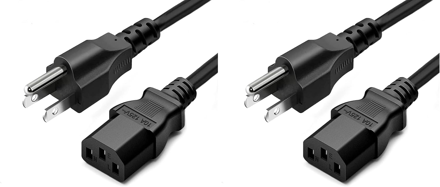 20ft 3 Prong Computer Power Cord |125V| Standard Replacement AC Electric Cable for Monitor, TV, Computer, Desktop, PC, Printer