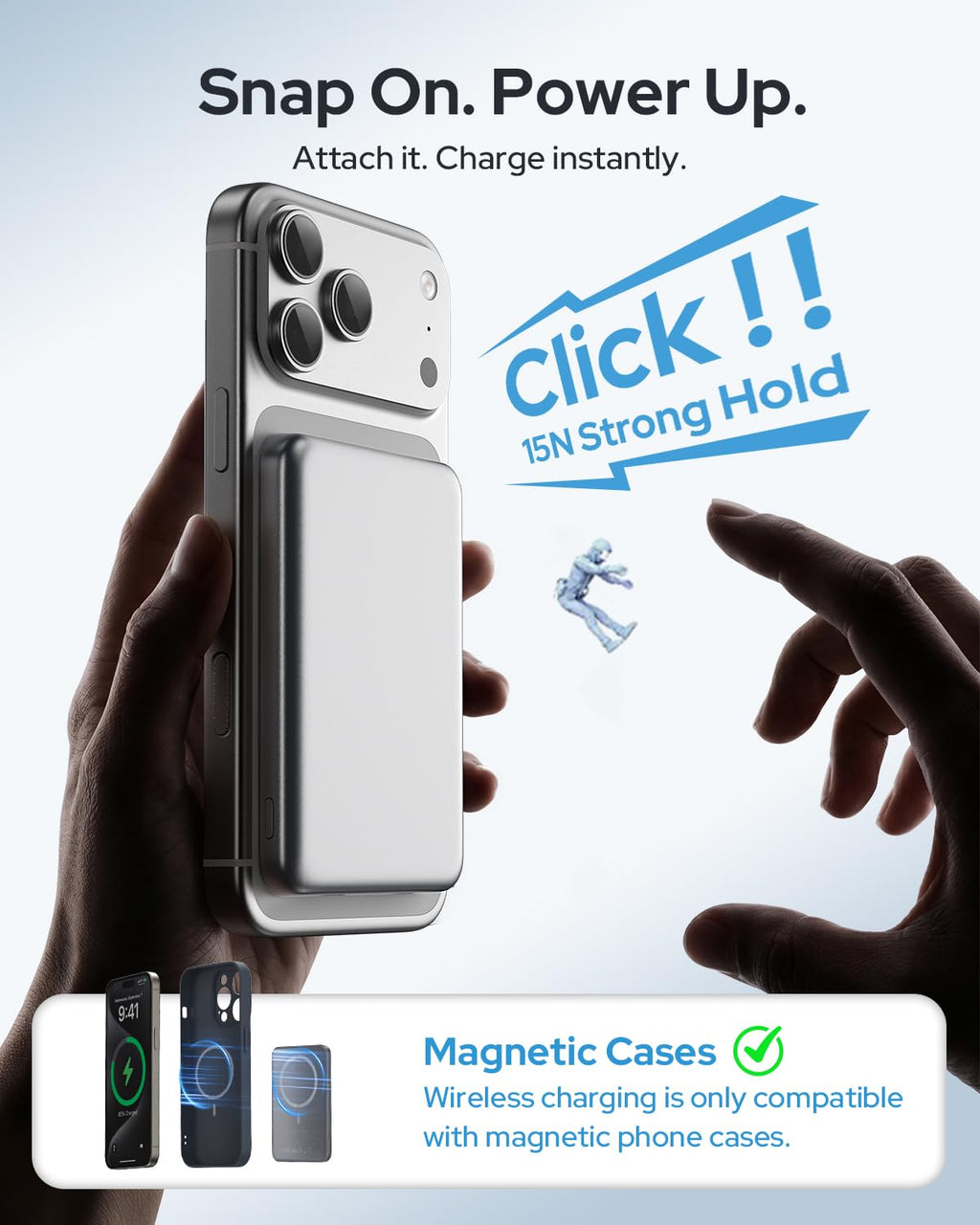 for Magsafe Portable Charger, 5000mAh Slim Wireless Magnetic Power Bank