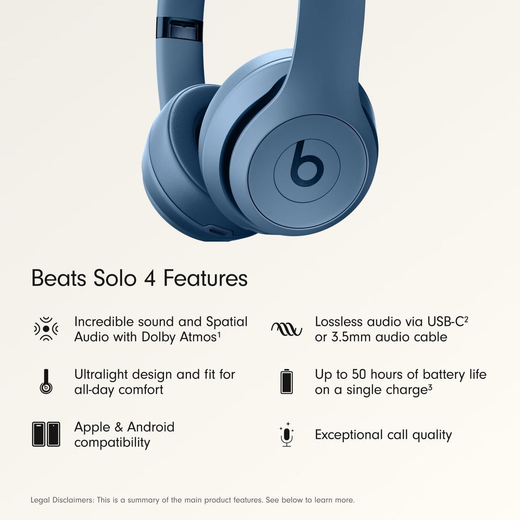 Beats Solo 4 - Wireless On-Ear Bluetooth Headphones, Up to 50-Hour Battery Life, Ultra-Lightweight Comfort, Powerful and Balanced Sound, Apple & Android Compatible - Matte Black