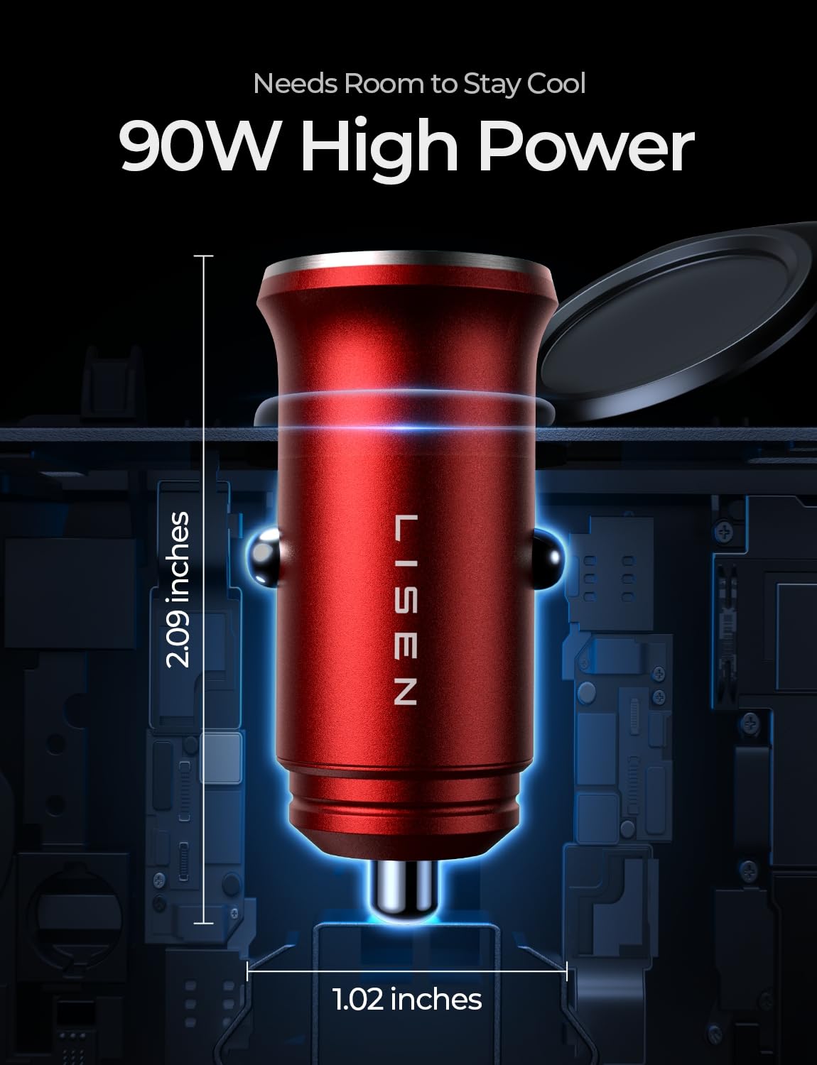 LISEN 90W Car Charger USB C Fast Charge,USB C Car Charger for iPhone 17 Pro