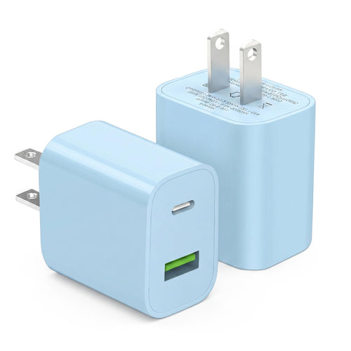 2 Pack USB C Charger Block, Dual Port Type C Wall Charger Charging Power Adapter Cube for iPhone 14/14 Pro/14 Pro Max/14 Plus/13/12/11, XS/XR/X, iPad, Samsung, More