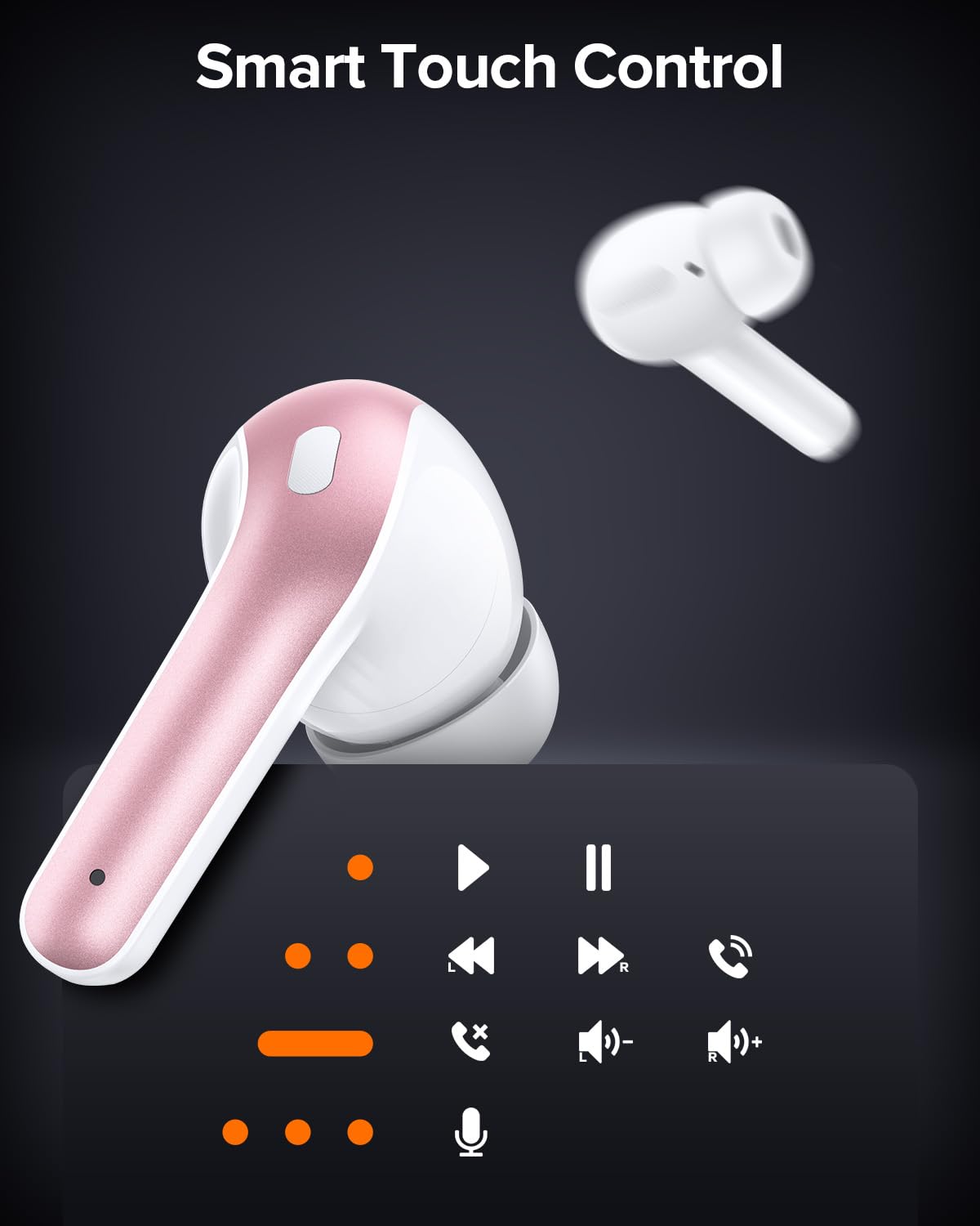 TAGRY Bluetooth Headphones True Wireless Earbuds 60H Playback LED Power Display Earphones with Wireless Charging Case IPX5 Waterproof in-Ear Ear buds with Mic for TV Smart Phone Laptop Computer Sports