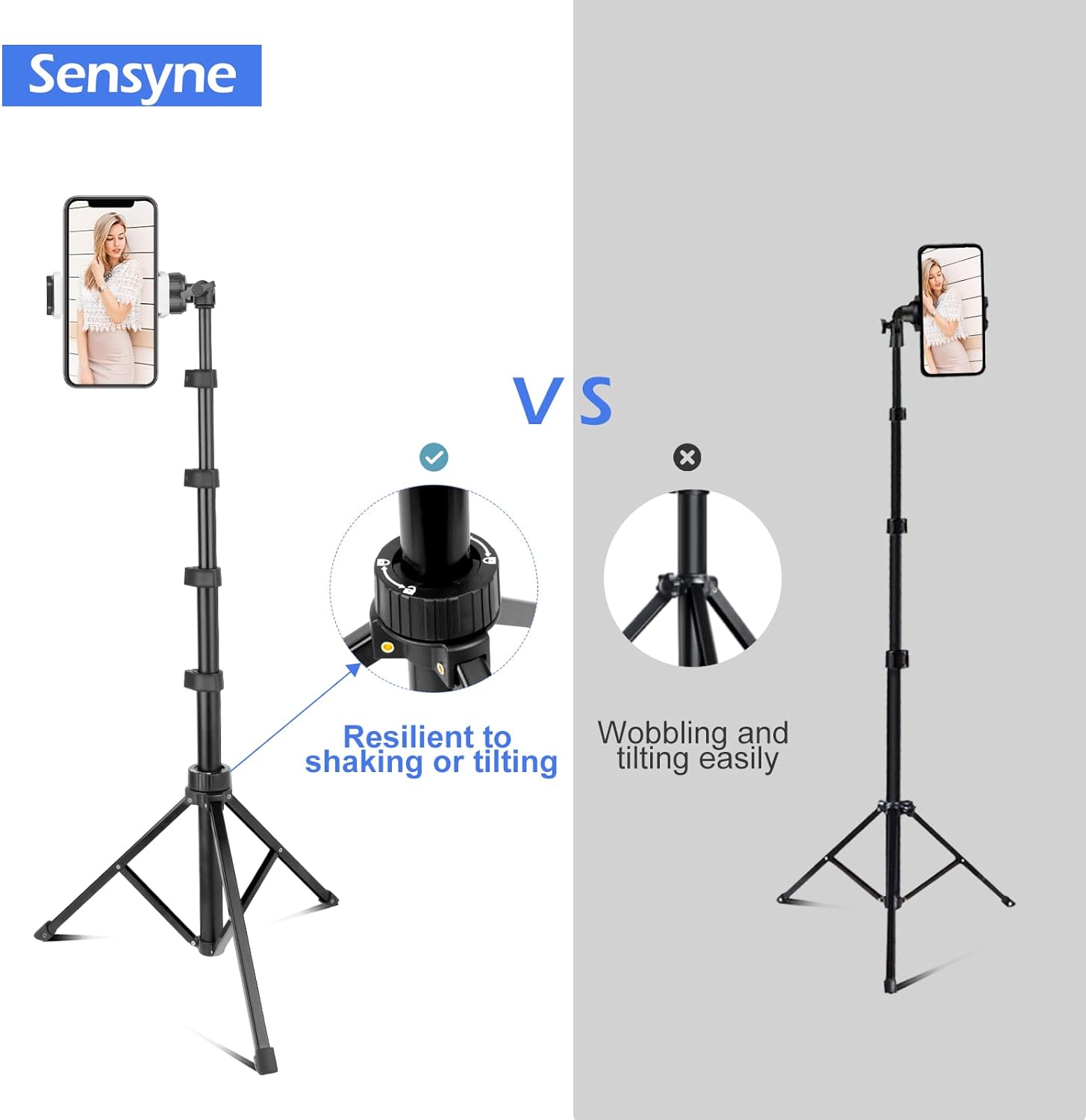 SENSYNE 72" Phone Tripod & Selfie Stick, Extendable Cell Phone Tripod Stand with Wireless Remote and Phone Holder, Compatible with iPhone Android Phone, Camera, Pink