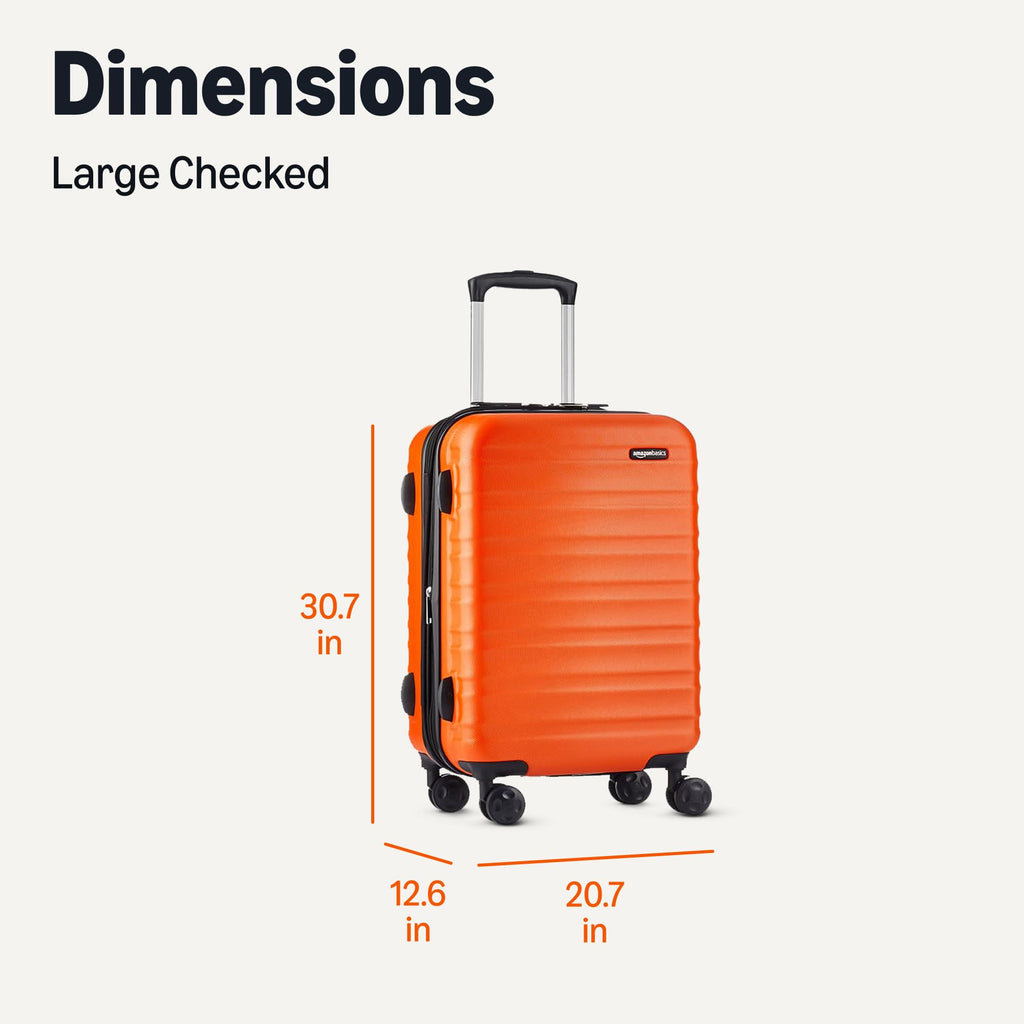 Amazon Basics 30" Hardside Large Checked Luggage, Hardshell Suitcase With Four Multi-directional Wheels, Expandable For Up to 15% More Space, Scratch-Resistant Shell, Black