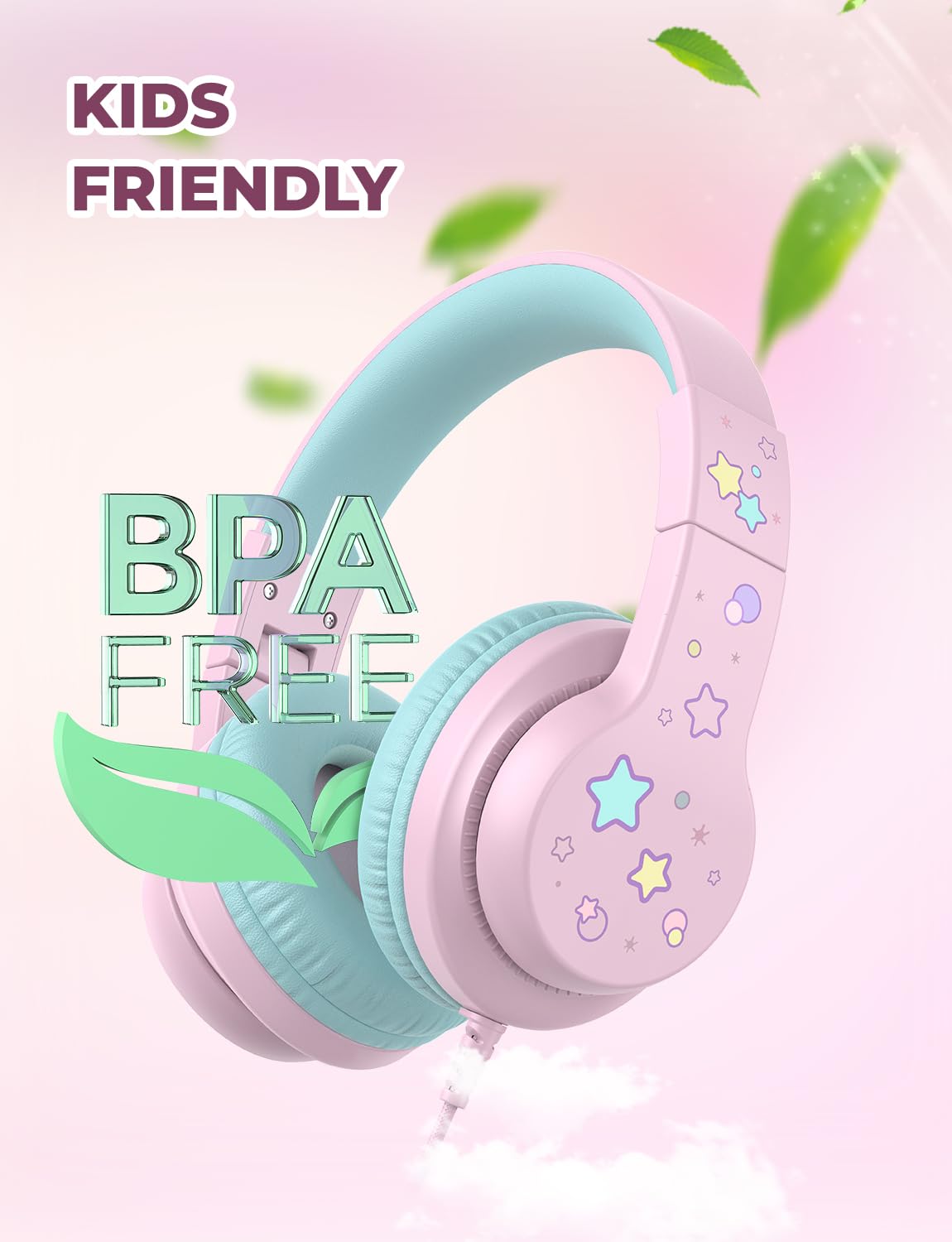 iClever HS19 Kids Headphones for School, Over-Ear for Toddler Boys Girls