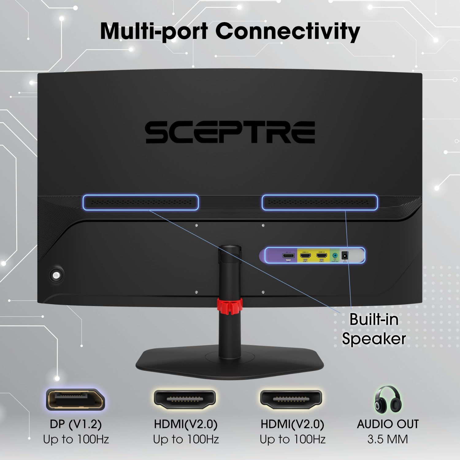 New! Sceptre Curved 24-inch Gaming Monitor 1ms 100Hz 1500R DisplayPort HDMI X2 Eye Care 100% sRGB Build-in Speakers, Machine Black 2026 (C248W-FW100T Series)