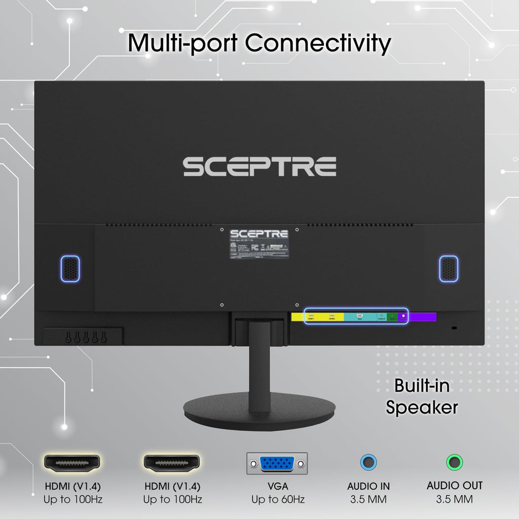 Sceptre 27-inch Prime Gaming Monitor 100Hz 1ms DisplayPort HDMI x2 100% sRGB AMD FreeSync Build-in Speakers, Eye Care Frameless Machine Black 2025 (E275W-FW100T Series)