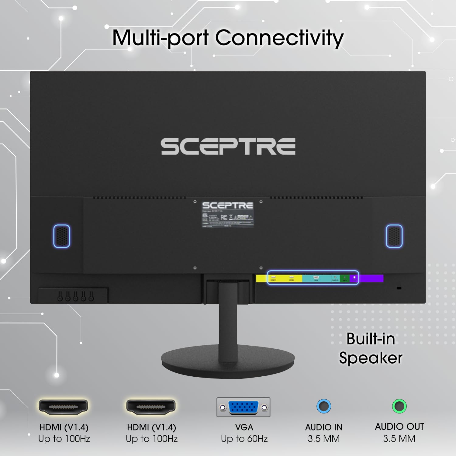 Sceptre 27-inch Prime Gaming Monitor 100Hz 1ms DisplayPort HDMI x2 100% sRGB AMD FreeSync Build-in Speakers, Eye Care Frameless Machine Black 2025 (E275W-FW100T Series)