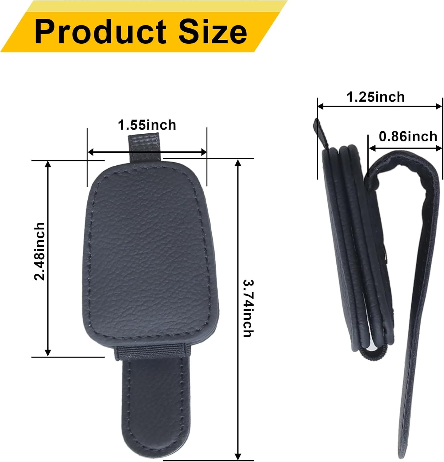 Yuoyar Magnetic Leather Sunglasses Holder for Car, 2 Packs (Black)