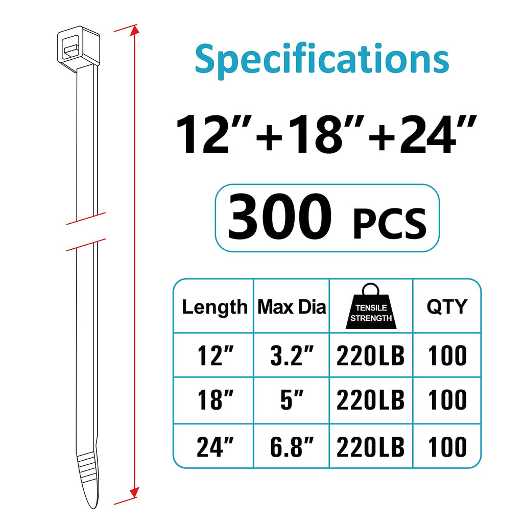 Zip Ties 6 inch with 25 lb Tensile Strength, Black Cable ties, 1000 Pack, ANOSON