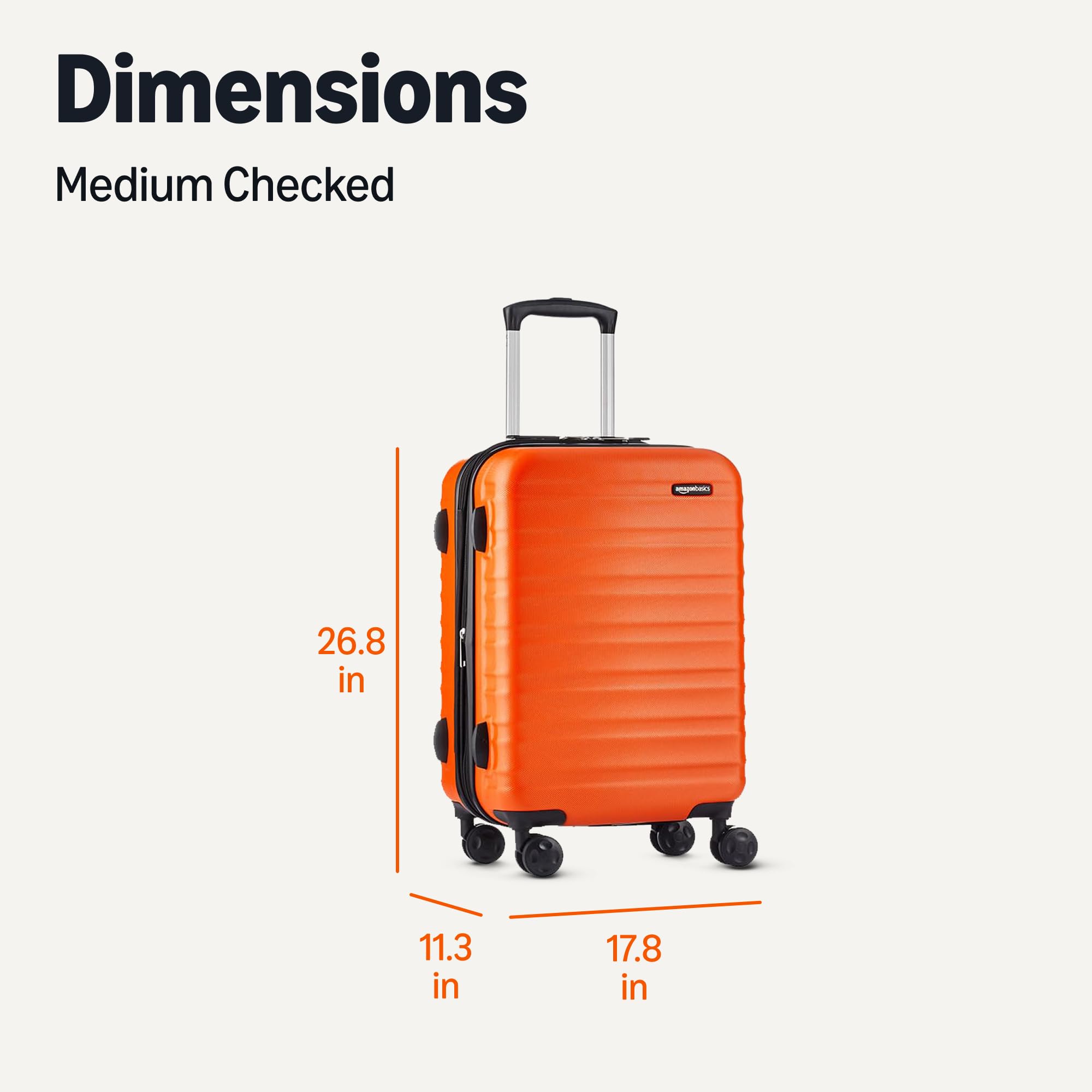 Amazon Basics 30" Hardside Large Checked Luggage, Hardshell Suitcase With Four Multi-directional Wheels, Expandable For Up to 15% More Space, Scratch-Resistant Shell, Black