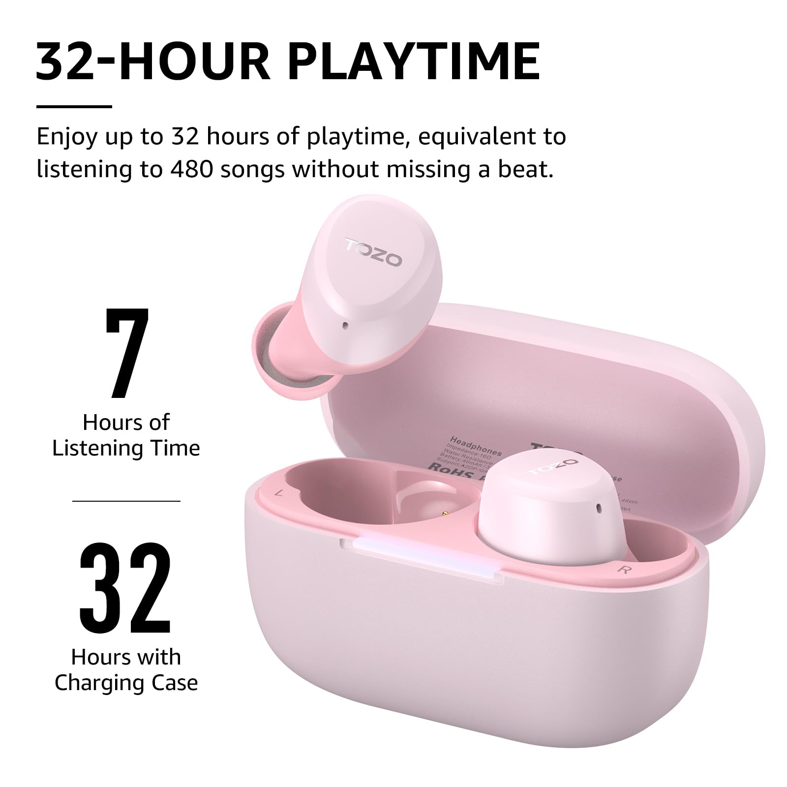 TOZO NC9 Hybrid Active Noise Cancelling Wireless Earbuds, 60H, LED Display