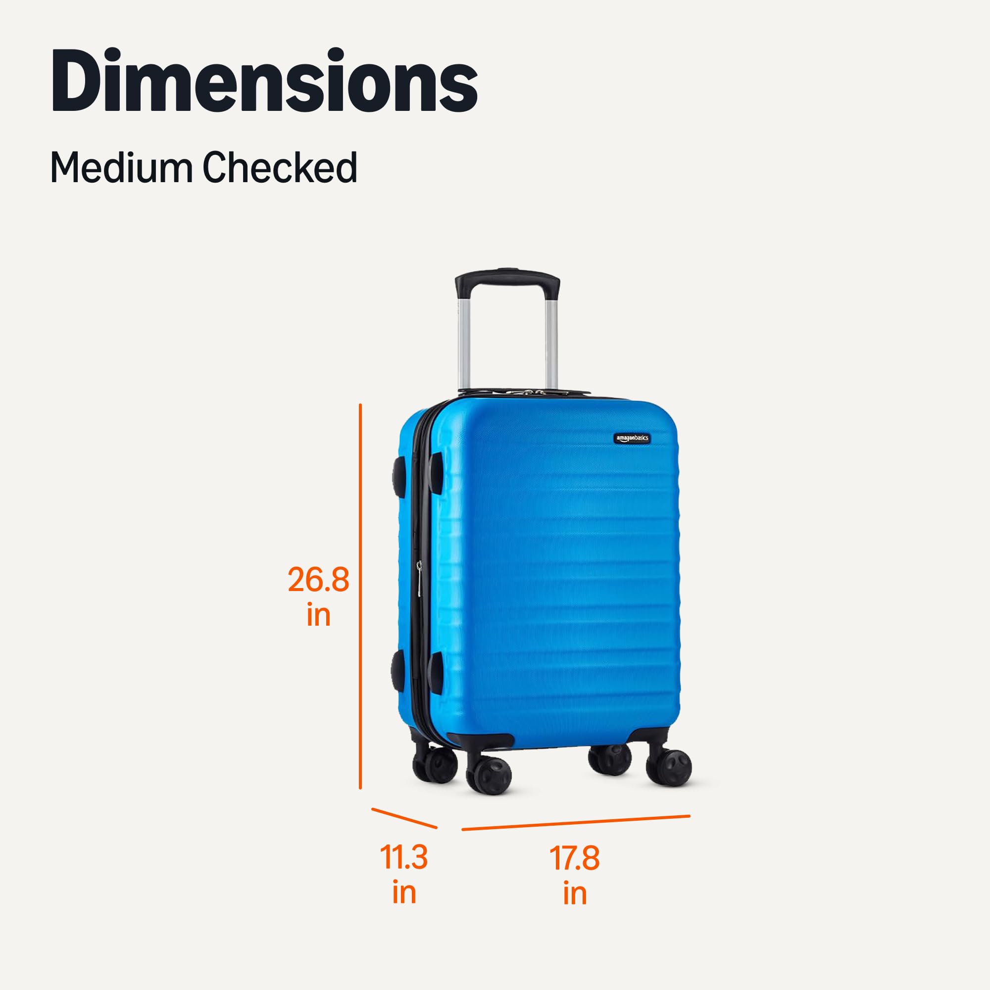 Amazon Basics 30" Hardside Large Checked Luggage, Hardshell Suitcase With Four Multi-directional Wheels, Expandable For Up to 15% More Space, Scratch-Resistant Shell, Black