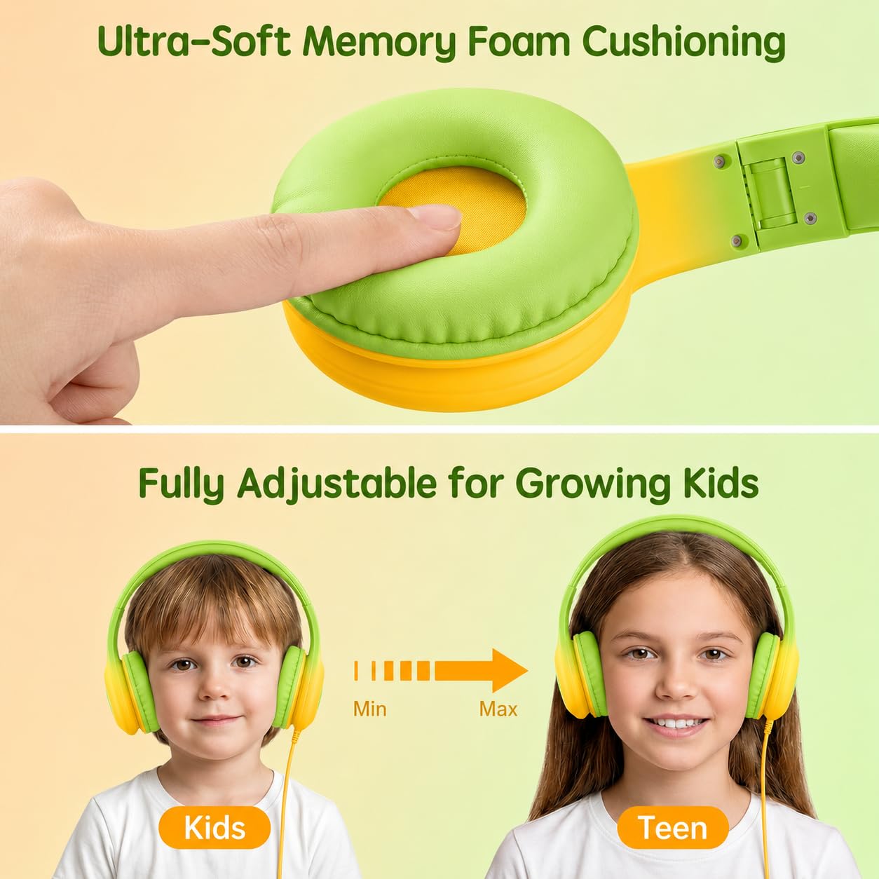 ADOOPE Wired Kids Headphones with USB C Plug, 85dB Safe Volume, Adjustable Headband, Tangle-Free Cord Headphones for School, Tablet, Travel (Light Purple & Pink, Without Microphone)