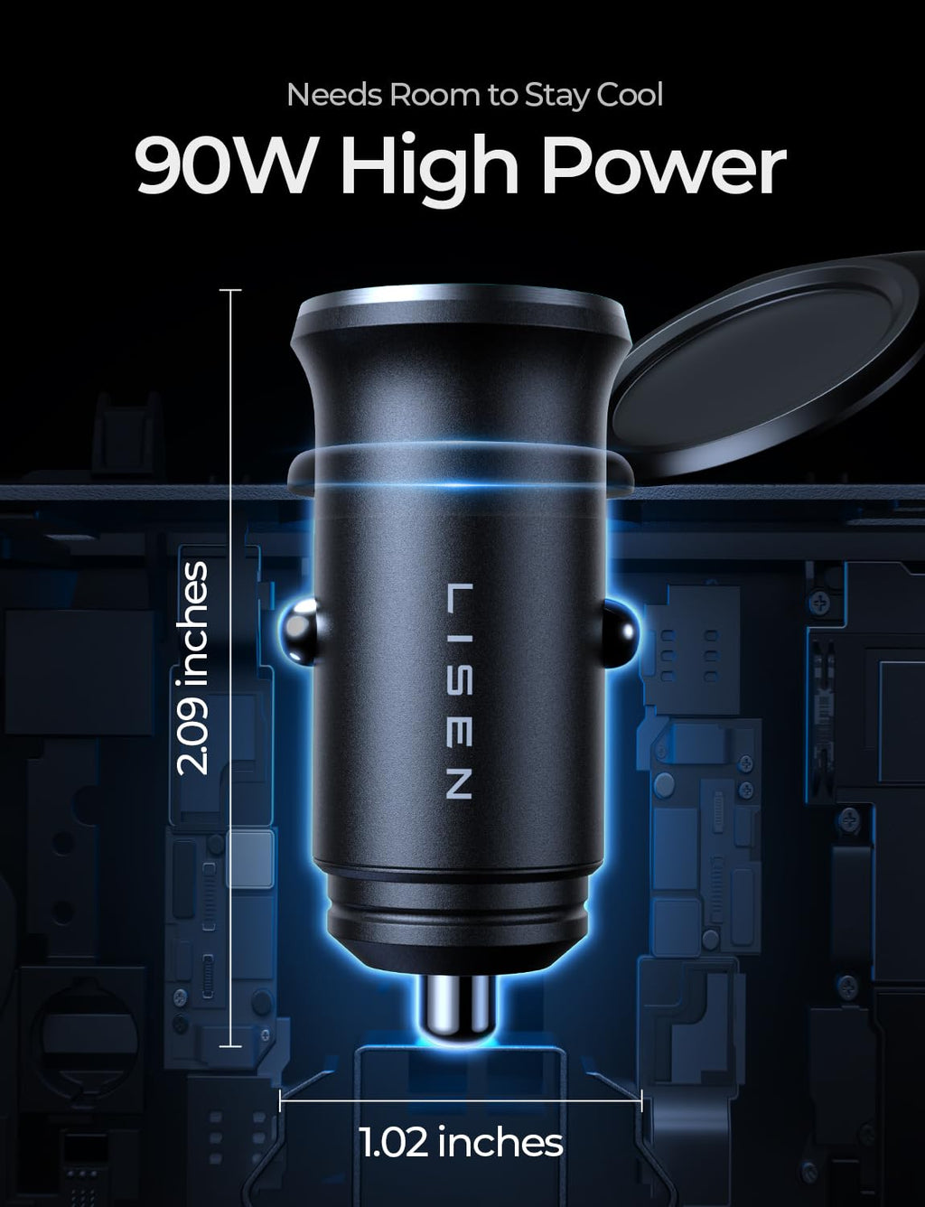 LISEN 90W Car Charger USB C Fast Charge,USB C Car Charger for iPhone 17 Pro