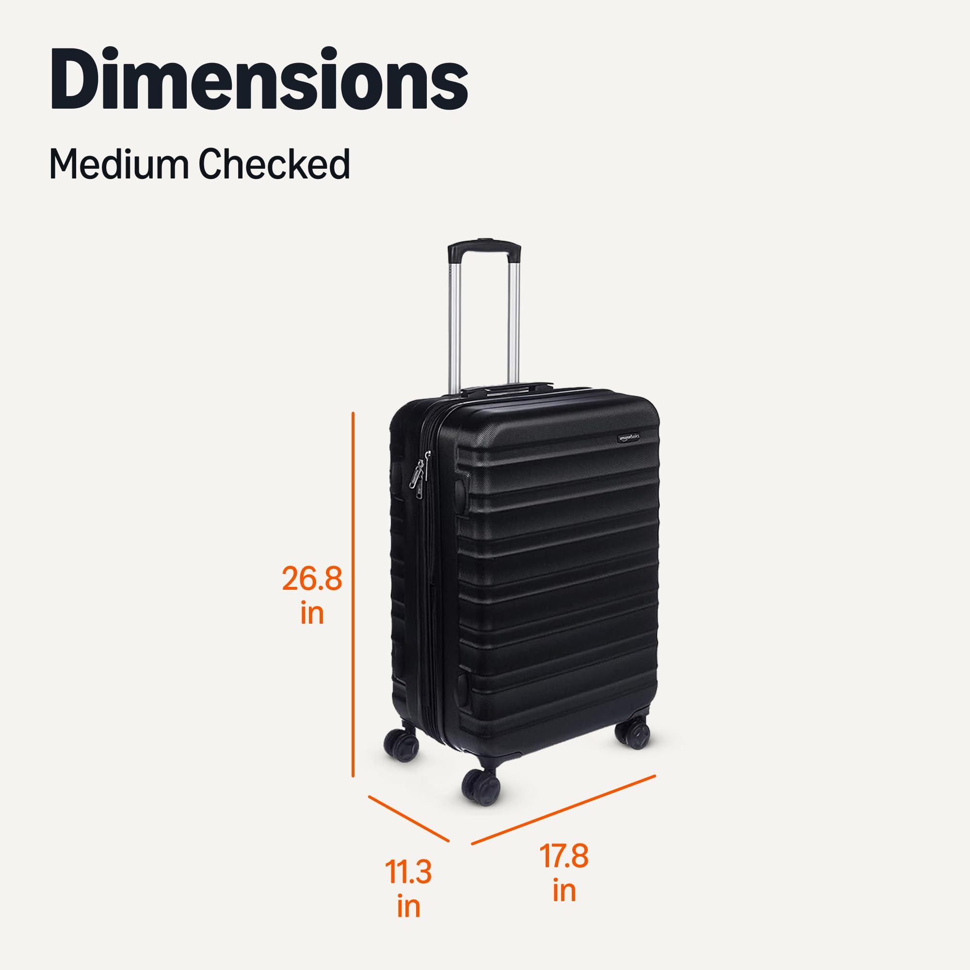 Amazon Basics 30" Hardside Large Checked Luggage, Hardshell Suitcase With Four Multi-directional Wheels, Expandable For Up to 15% More Space, Scratch-Resistant Shell, Black