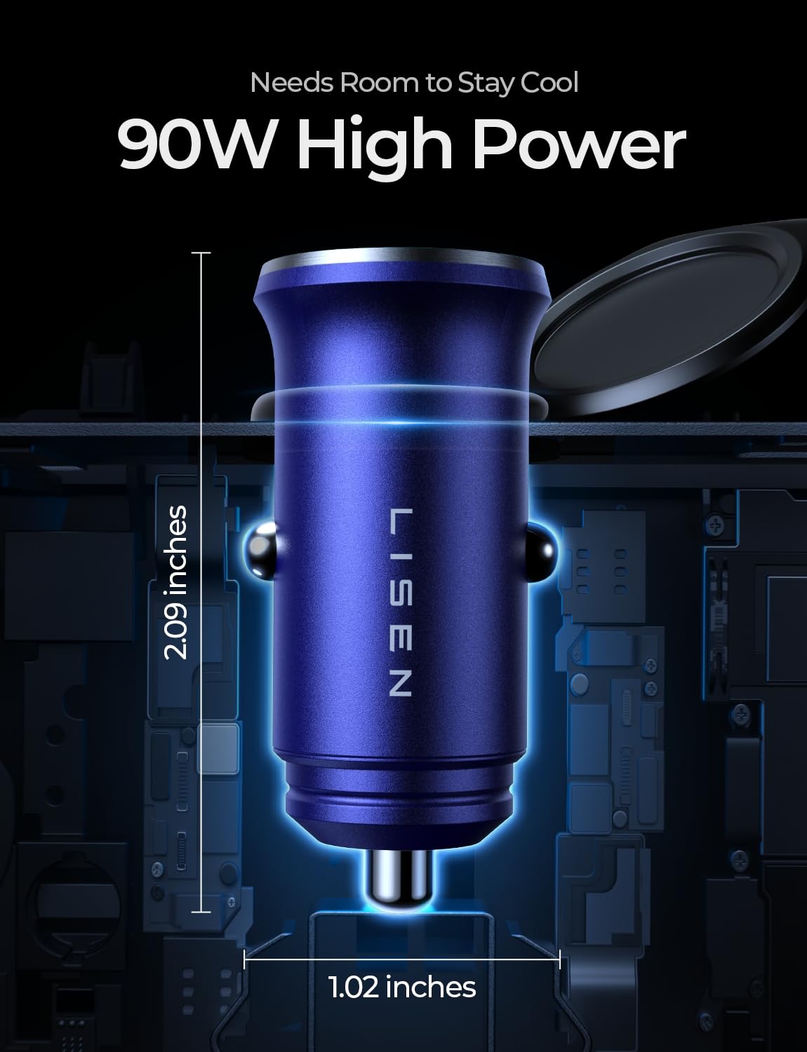 LISEN 90W Car Charger USB C Fast Charge,USB C Car Charger for iPhone 17 Pro