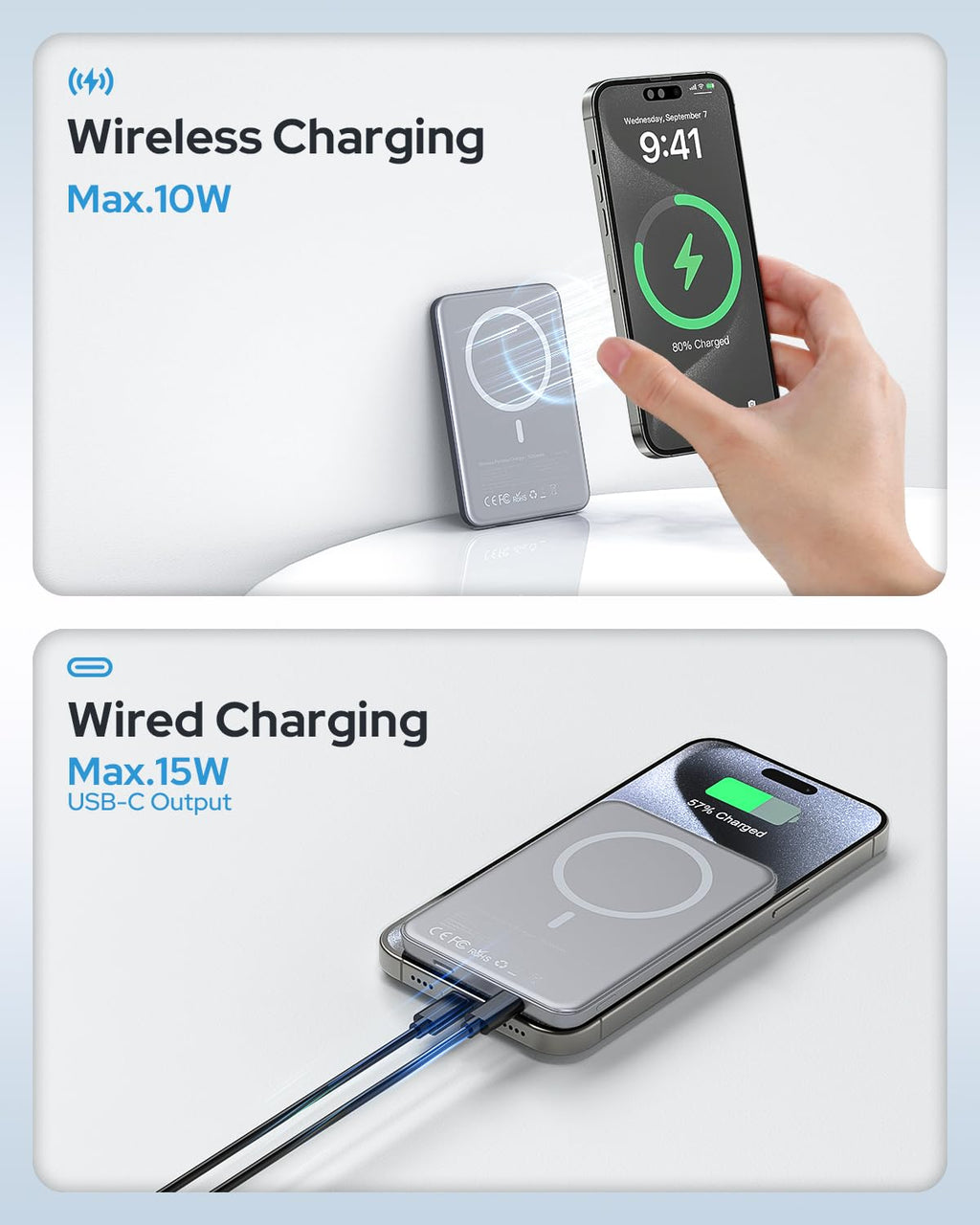 for Magsafe Portable Charger, 5000mAh Slim Wireless Magnetic Power Bank