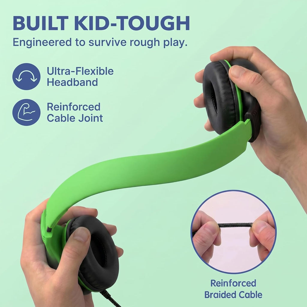 ADOOPE Wired Kids Headphones with USB C Plug, 85dB Safe Volume, Adjustable Headband, Tangle-Free Cord Headphones for School, Tablet, Travel (Light Purple & Pink, Without Microphone)