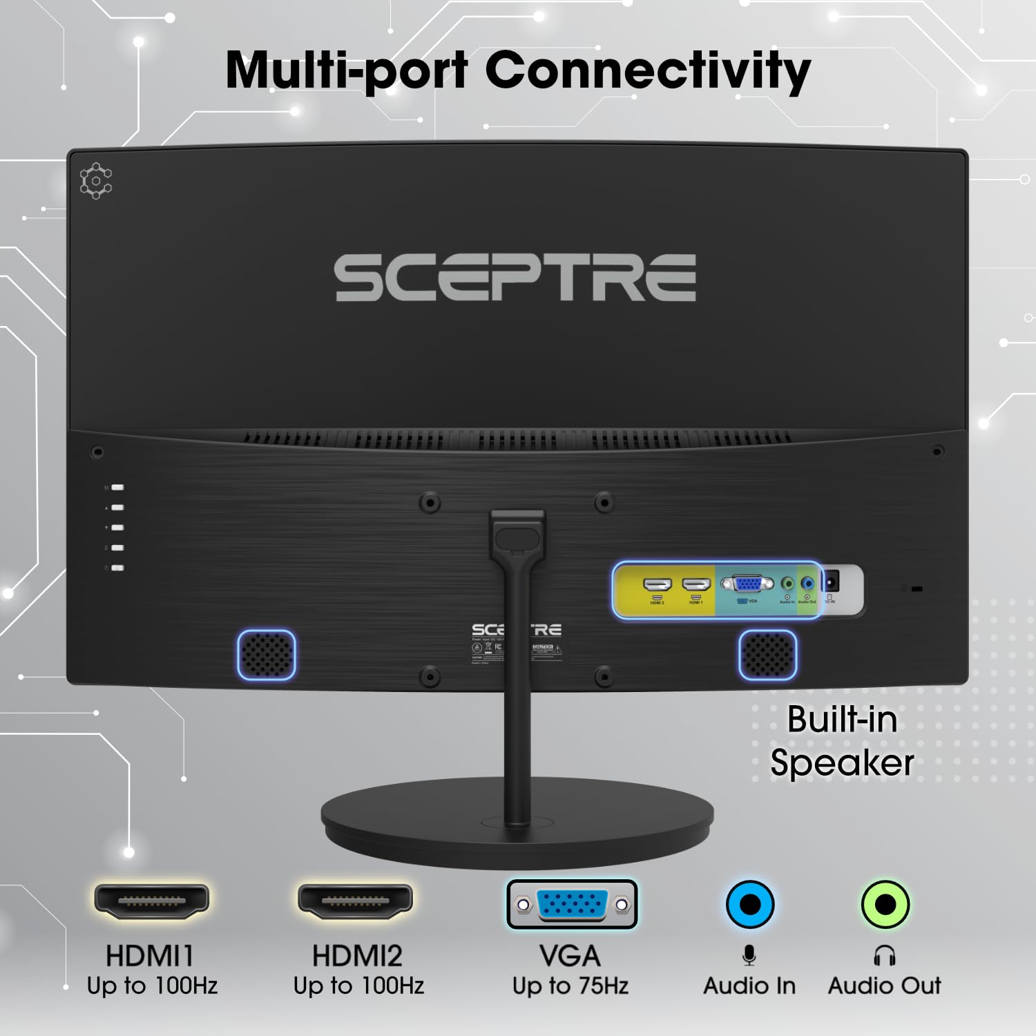 New! Sceptre Curved 24-inch Gaming Monitor 1ms 100Hz 1500R DisplayPort HDMI X2 Eye Care 100% sRGB Build-in Speakers, Machine Black 2026 (C248W-FW100T Series)