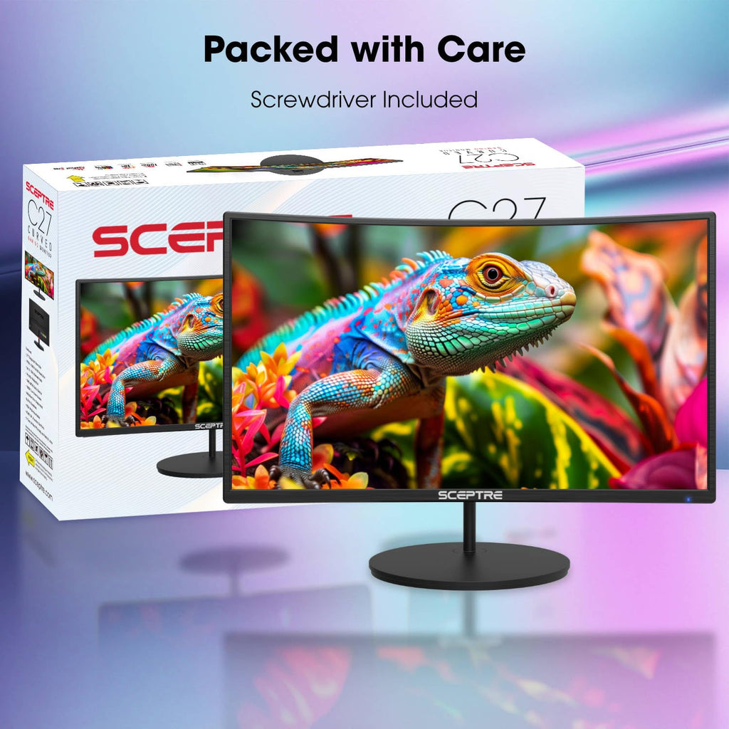 New! Sceptre Curved 24-inch Gaming Monitor 1ms 100Hz 1500R DisplayPort HDMI X2 Eye Care 100% sRGB Build-in Speakers, Machine Black 2026 (C248W-FW100T Series)